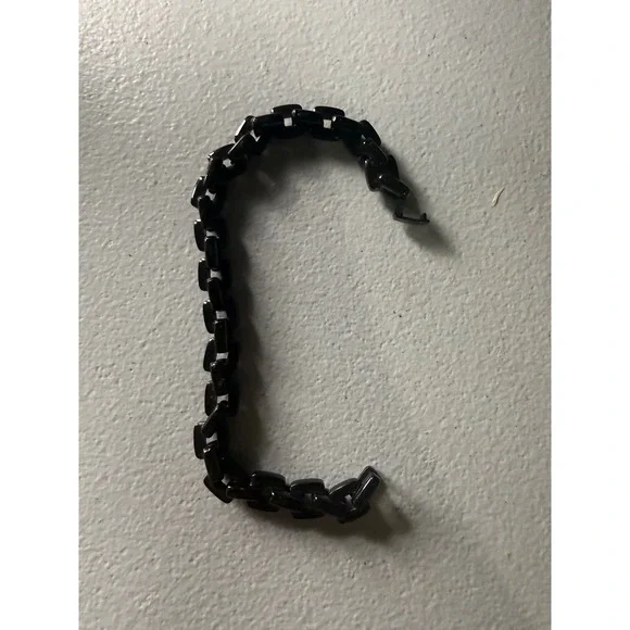 Gunmetal Black Chain Link Bracelet Mens Rectangular Industrial Minimalist 8 Inch