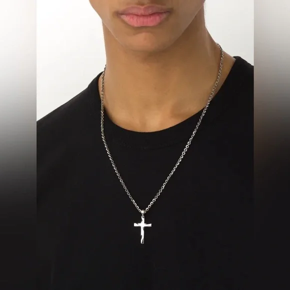 Emanuele Bicocchi Sterling Silver Cross Pendant Necklace Italy