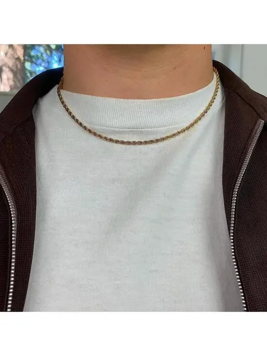 Y2k Vintage style Rope Chain Gold Plated Stainless Steel. Great to stack with!