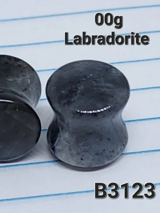 00g Organic Black Labradorite Plugs Tunnels Gauges B3123