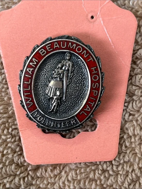 Volunteer Red Enamel Silver-Tone Lapel Pin