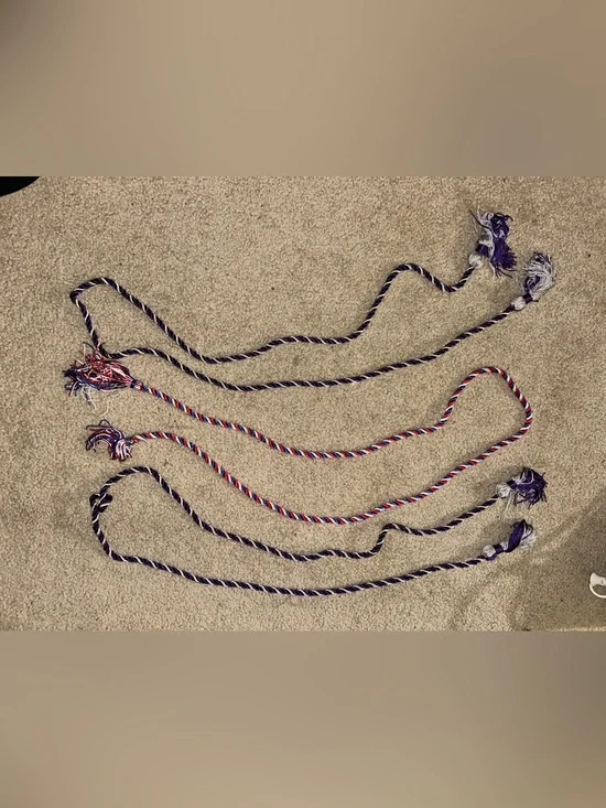 Navy blue/white (academic) and Red/white (arts) Twisted Cords