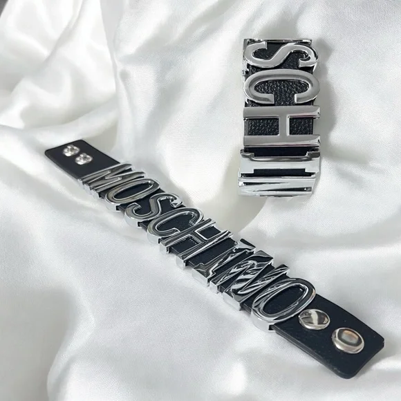 Luxury  Black and Silver Logo Bracelet Duo☑️