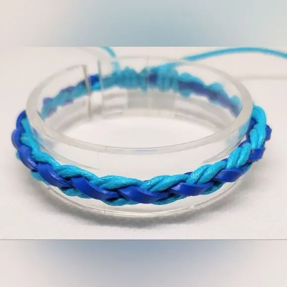 Men's bracelet leather braided blue‎ new E83