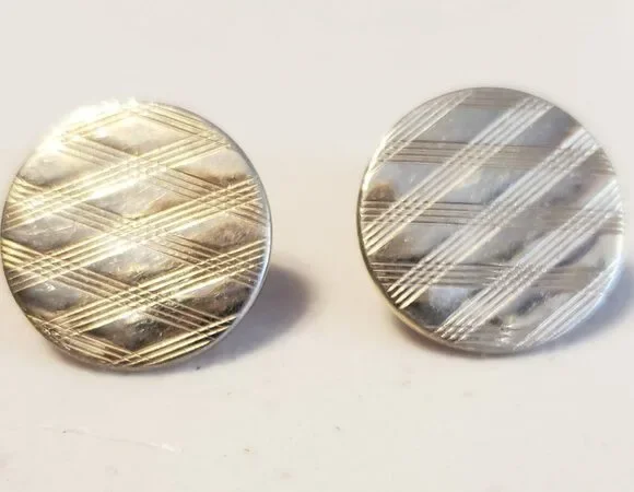 Gold-tone Cufflinks / Cuff‎ Links Vintage Diamond Patterned Men's Jewelry cl-