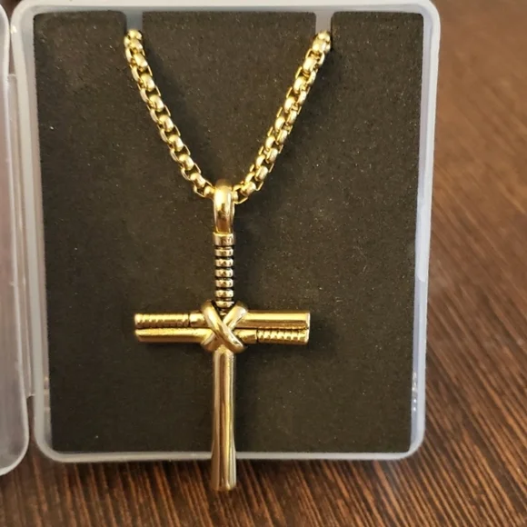 Rehoboth Baseball Bat Cross Pendant Necklace  With 24