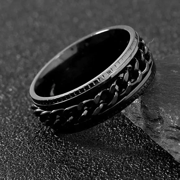 Men’s stainless still chain ring size 9 black NWT