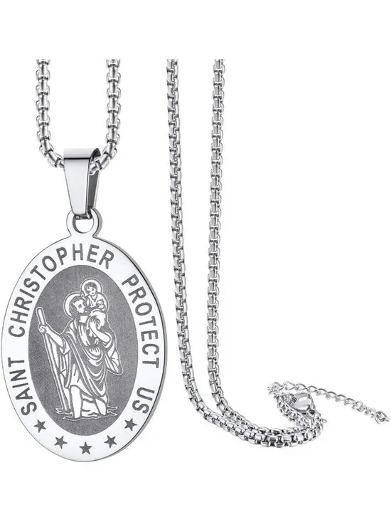 Men's Archangel Protection Pendant Necklace, Stainless Steel & Gold Plated