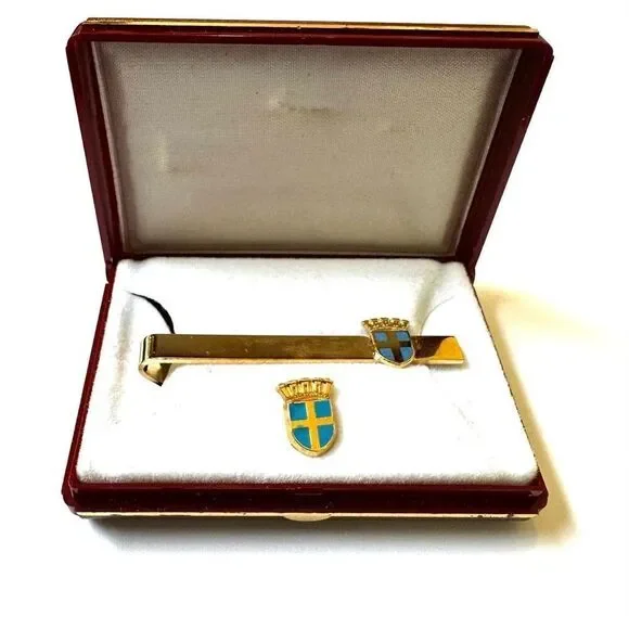 Ballou Religious Cross Tie Clip and pin in box