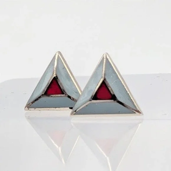 Vintage Tau Kappa Epsilon TKE Fraternity Pledge Pin Lapel Tack Pair Silver Tone