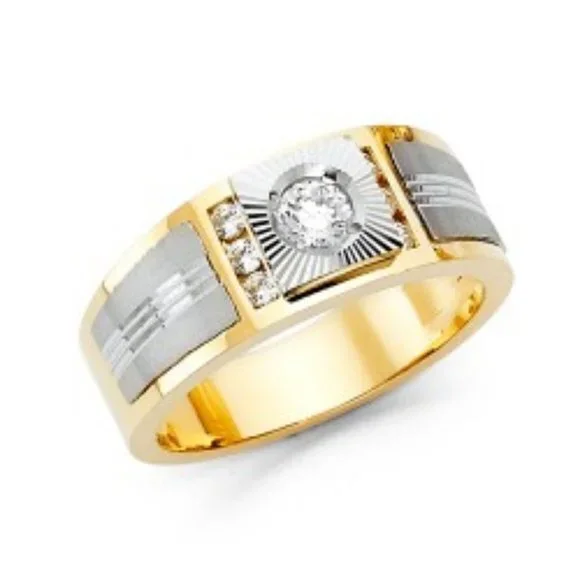 9mm Men's Wedding band Ring 14k White Yellow  Gold