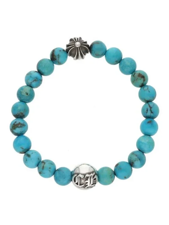Chrome Hearts 8 Bead Bracelet Cross Ball 8 Turquoise