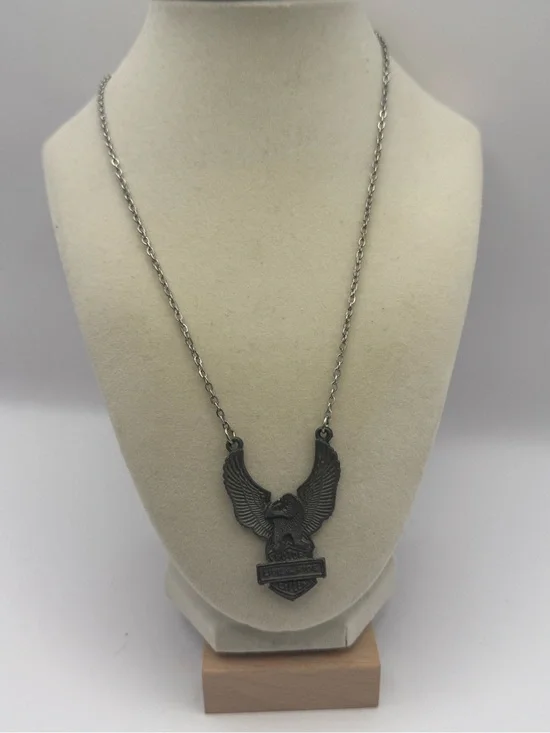Vintage Live to Ride Eagle Biker Necklace Motorcycle Pendant