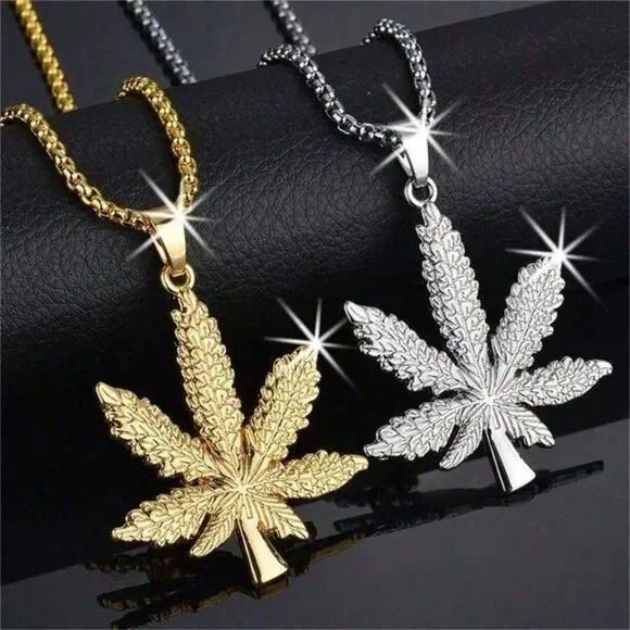 3for$20 1pc Gold or Silver color  Leaf Pendant  Chain Men's Necklace