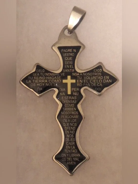 Cross Prayer Pendant in Black and Gold