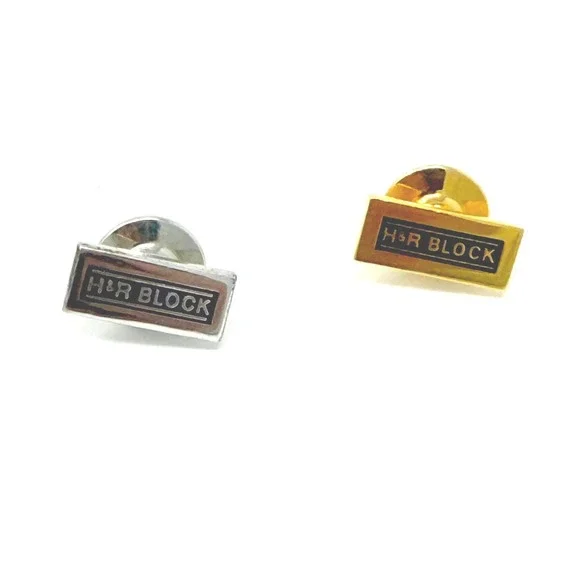 H&R Block Lapel Pin Set Unisex OS Gold Silver Excellent Corporate Logo Bar