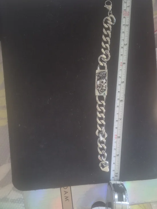 Men's Stainles Steel Skull Curb Chain Bracelet 10
