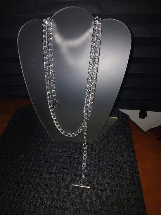 Classic Silver-Tone Men’s Chain Necklace with Toggle Clasp