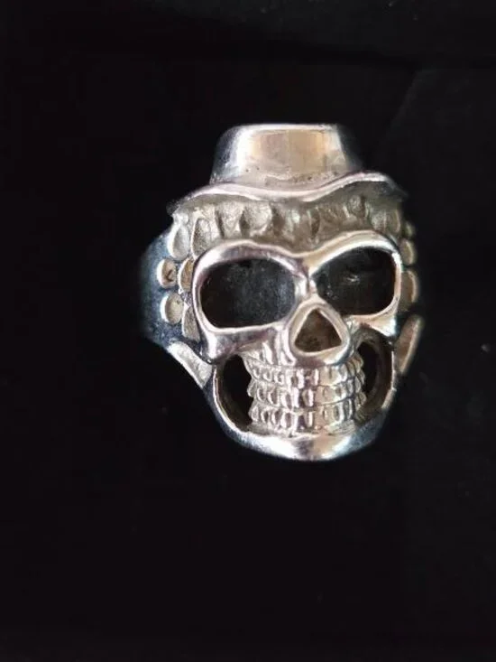 Gothic Biker Skull Ring Size 14, Stainless Steel Skull Ring, Men's Punk Rock