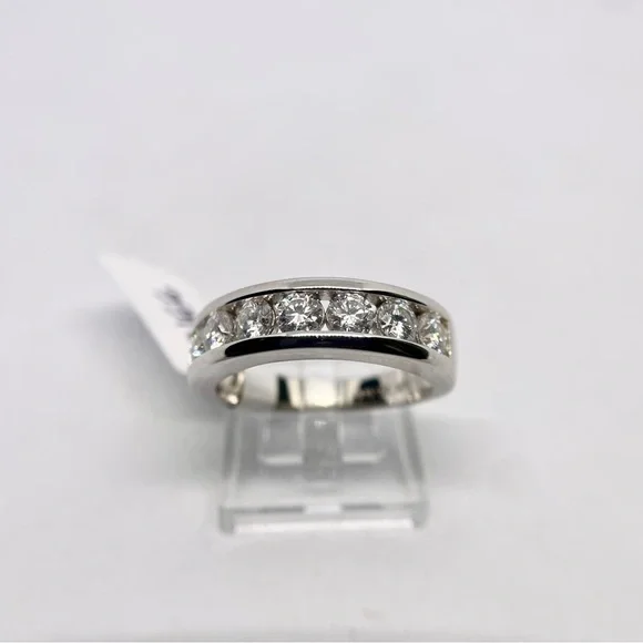 Mens Moissanite Ring Anniversary Wedding Band 925 GRA Certified Eternity Size 10