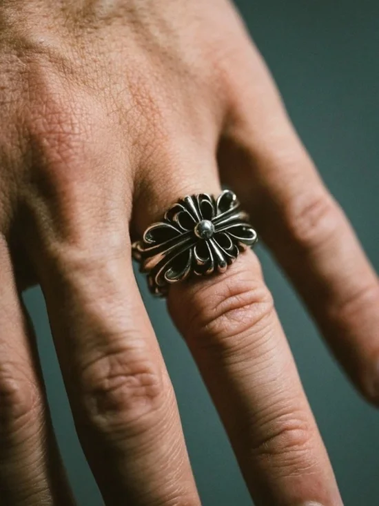 Chrome Heats Double Floral Ring