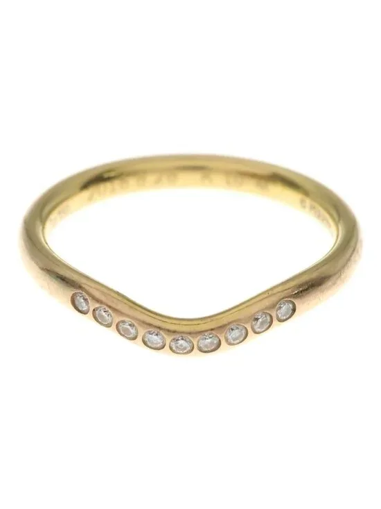 Tiffany & Co Elsa Peretti Curved Band Ring Diamond 18K Yellow Gold