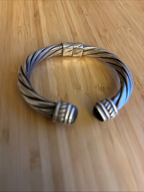 Silpada Hinged Cuff Bracelet  Men's Silver-Tone Twisted Cuff Bracelet