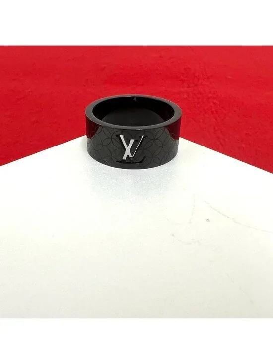 Louis Vuitton Bague Champs Elysees Ring Stainless Steel Black