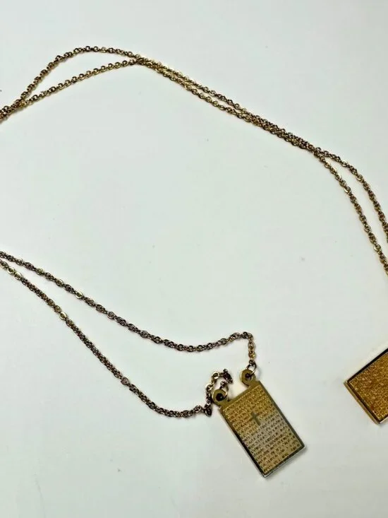 Steel Time Gold Stainless Steel Scapular Necklace Lords Prayer 28.5
