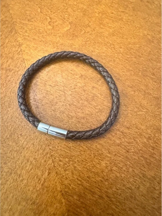 Braided Brown Leather Bracelet with Magnetic Clasp 536