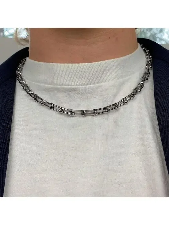 Vintage Y2K atyle U Link Shape Silver Chain. Stainless steel high quality! 20