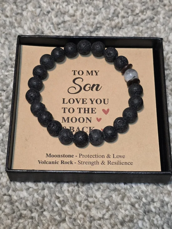 Son Lava Rock and Moonstone Bracelet - Black