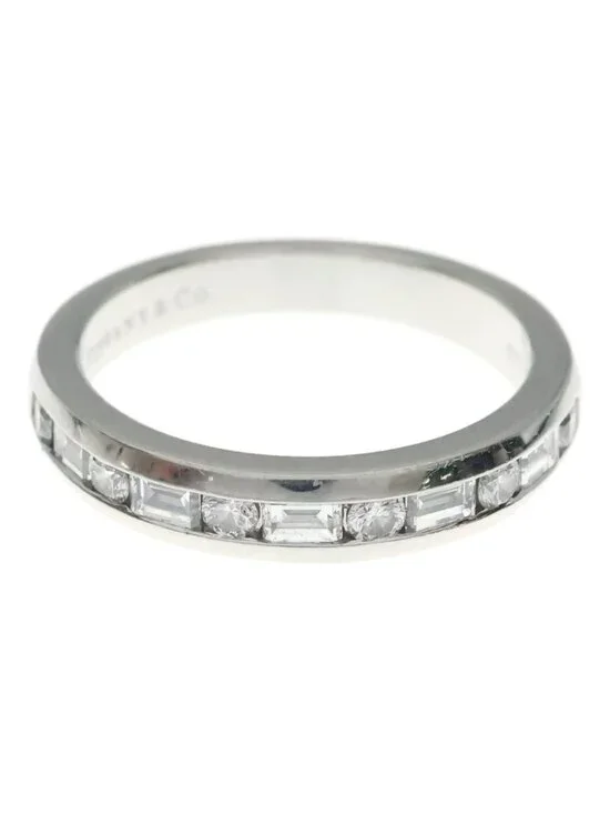 Tiffany & Co Half Eternity Channel Setting Baguette Cut Diamond Ring Platinum