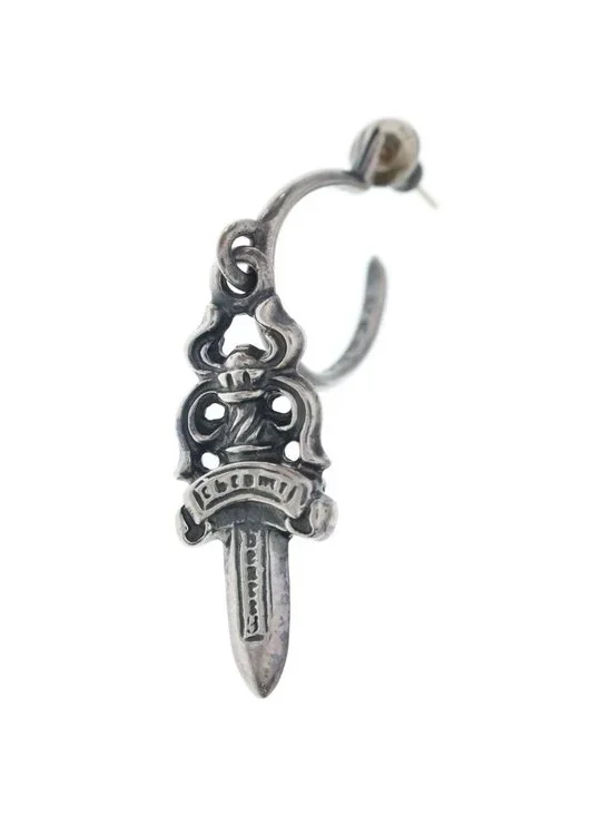 Chrome Hearts No5 Dagger 5 Hoop Earrings Silver