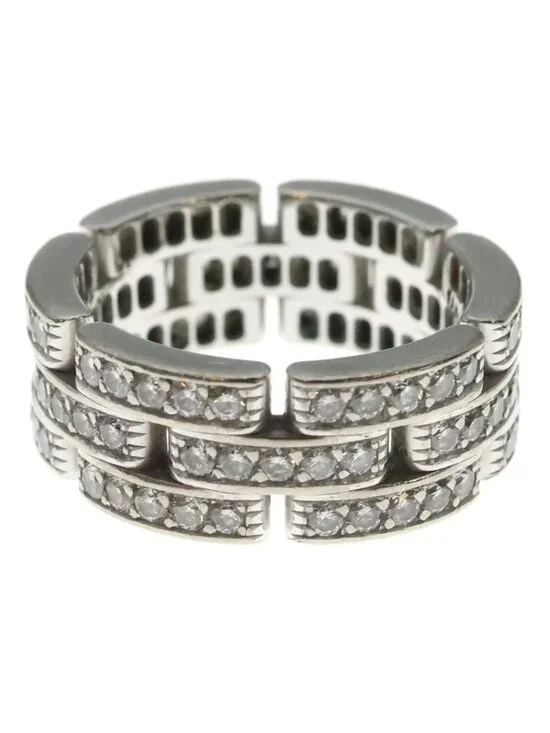 Cartier Maillon Panthere Diamond Triple Strand Pave 18K White Gold Ring
