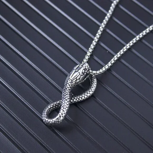 Punk Wind Snake King Necklace for Men, BL55590011