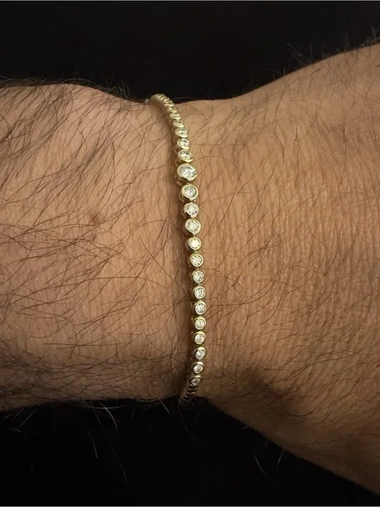 925 Sterling Silver 14K Gold Plated 1.60TCW Lab Grown Diamond Tennis Bracelet