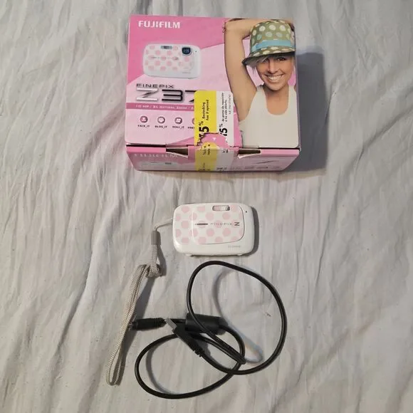 Fujifilm FinePix Z37 Pink Polka Dot Digital Camera 3x Zoom