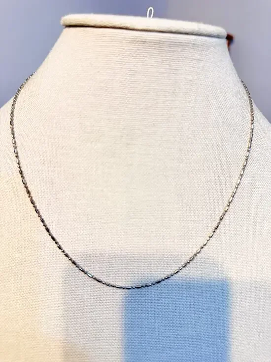 Vintage Silver Tone Beaded Chain Necklace 17”