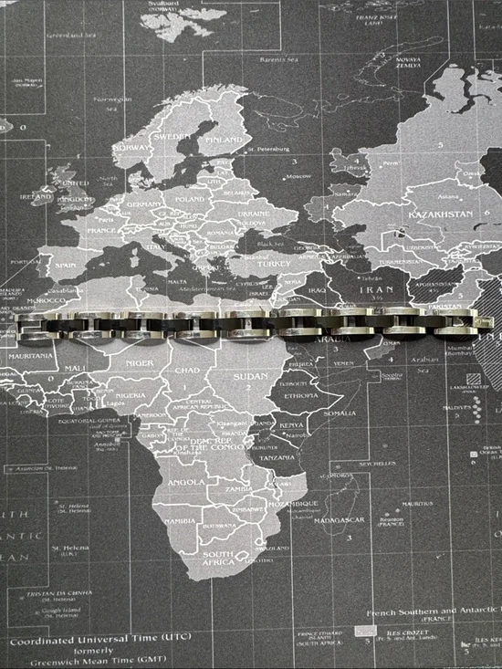 Men's Black and Silver Two-Tone Stainless Link Bracelet