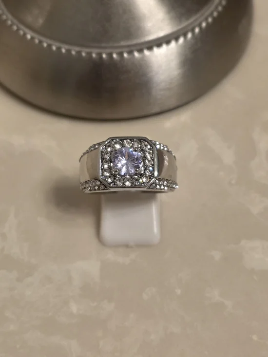 Men's Silver and CZ Ring Size 10