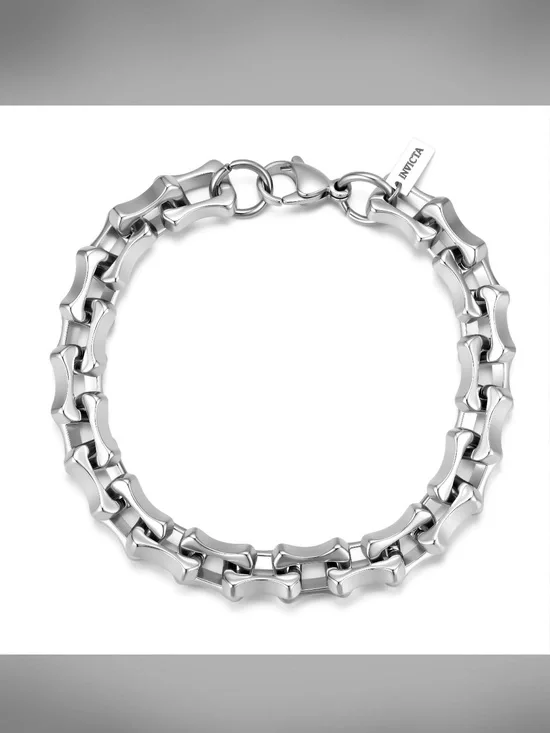 Invicta Polished Silver-Tone Men’s Link Bracelet