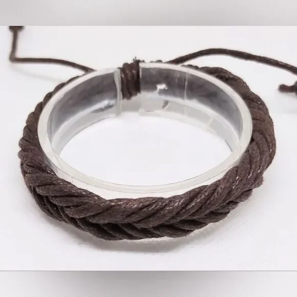 Men's bracelet‎ leather braided brown new e74