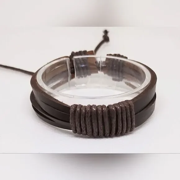 Men's‎ leather bracelet layered brown new e12