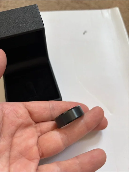 Black tungsten carbide men’s ring with box