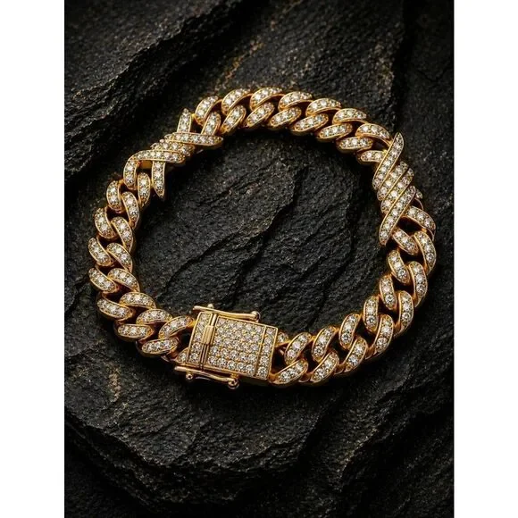 Gold Cuban Link Barbed Wire Bracelet