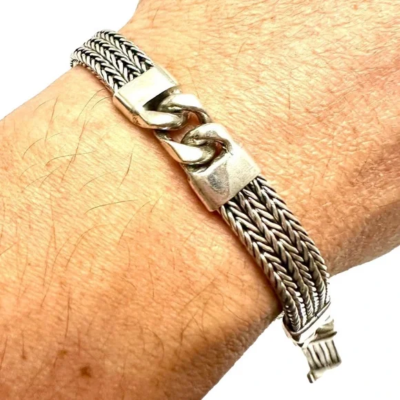 Handmade 10 inch bracelet heavy sterling silver stamped 925