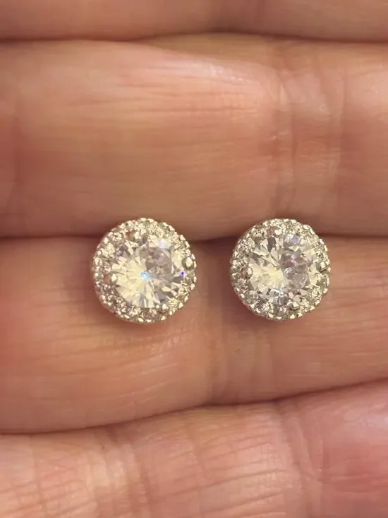 NWT Earrings Made With Swarovski Crystal Halo Studs