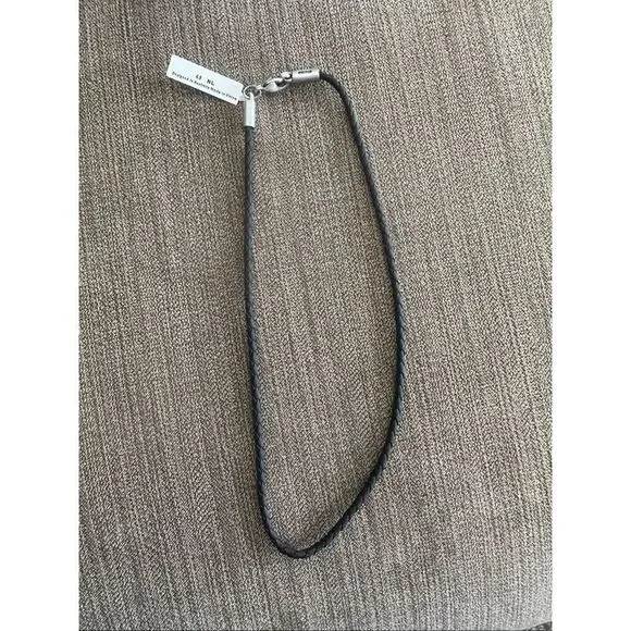 BICO Australia NWT Black Braided Leather Cord Necklace 16”