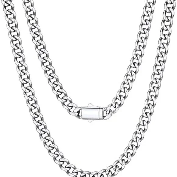 Men's 6MM Width-Steel Stainless Steel Miami Cuban Curb Link Chain Necklace